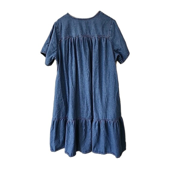 National Denim Jean Maxi Dress Women’s Plus Size 3X Floral Embroidery & Pockets - Picture 3 of 7